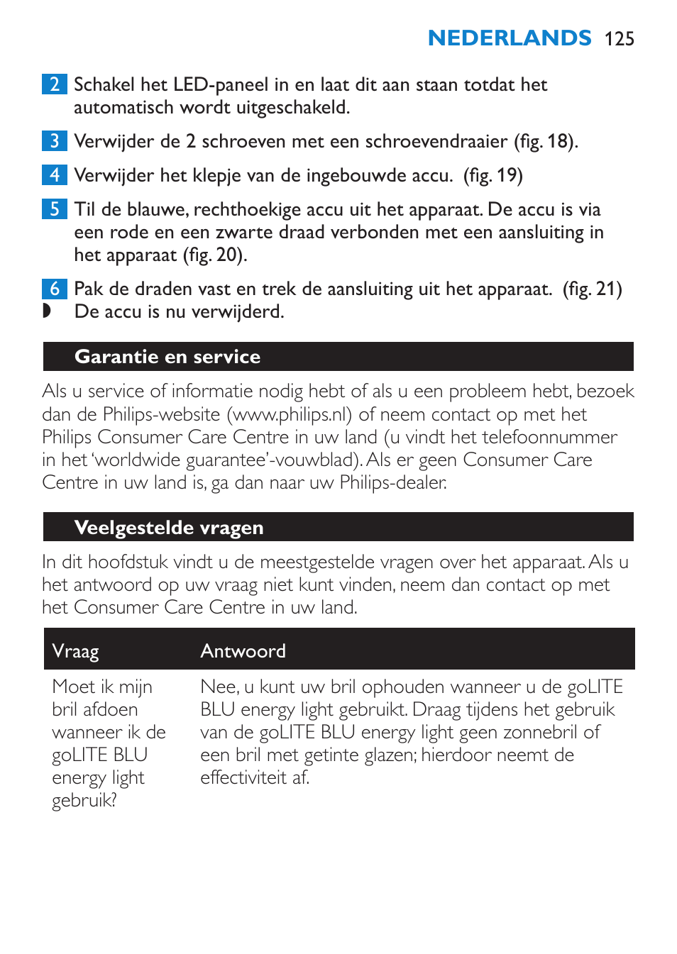 Philips goLITE BLU luz de energía User Manual | Page 125 / 136