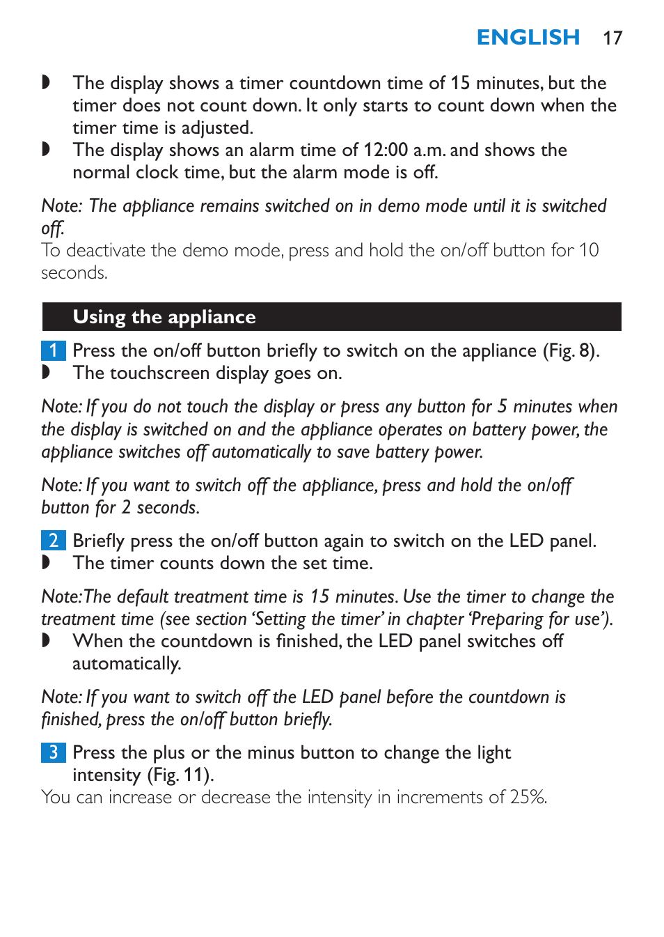 Philips goLITE BLU luz de energía User Manual | Page 17 / 136