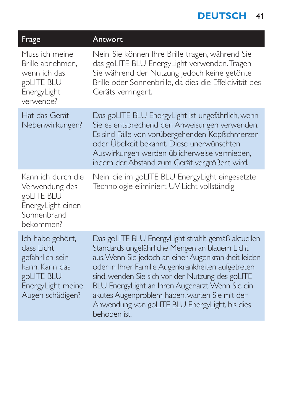 Philips goLITE BLU luz de energía User Manual | Page 41 / 136
