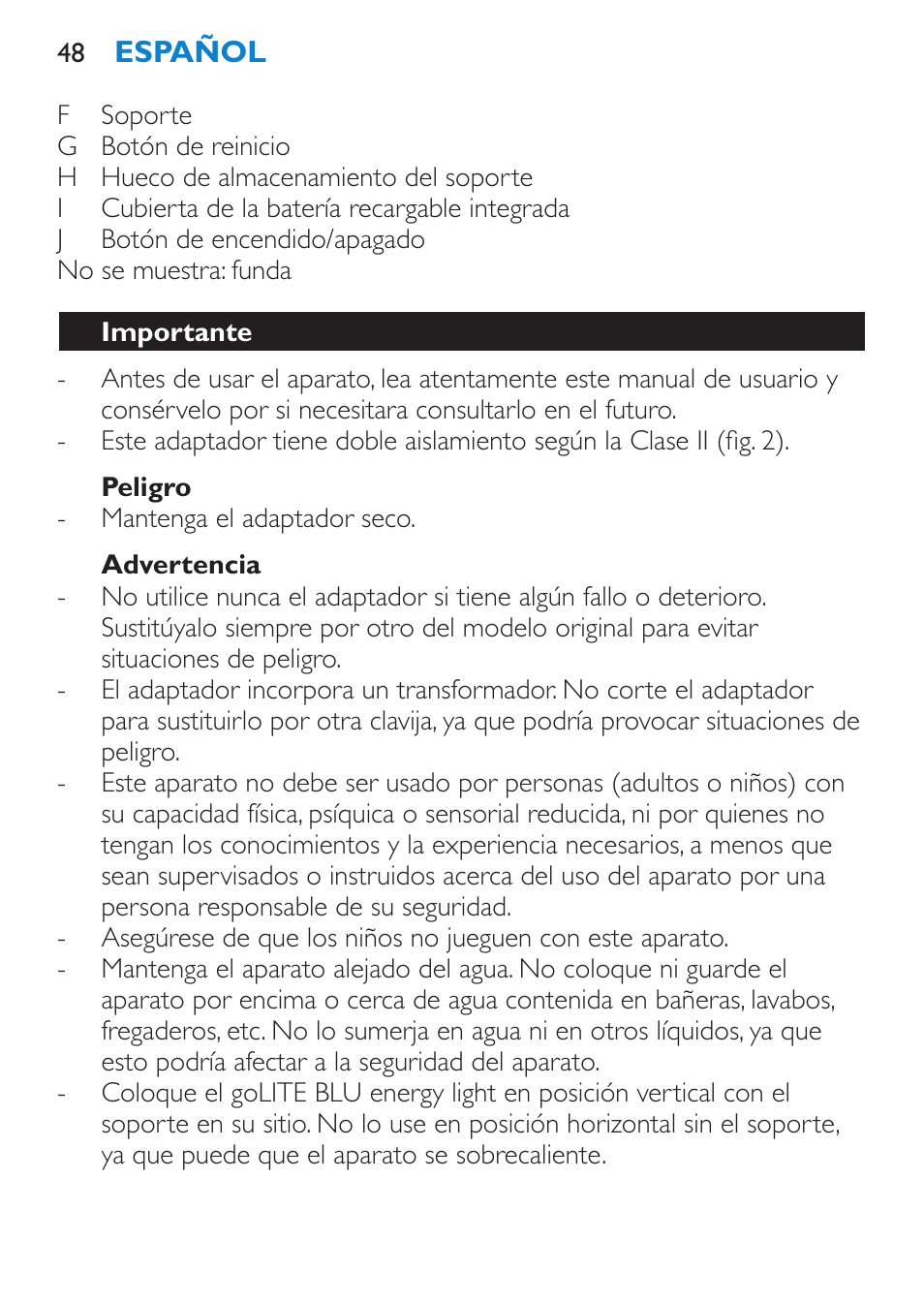 Philips goLITE BLU luz de energía User Manual | Page 48 / 136