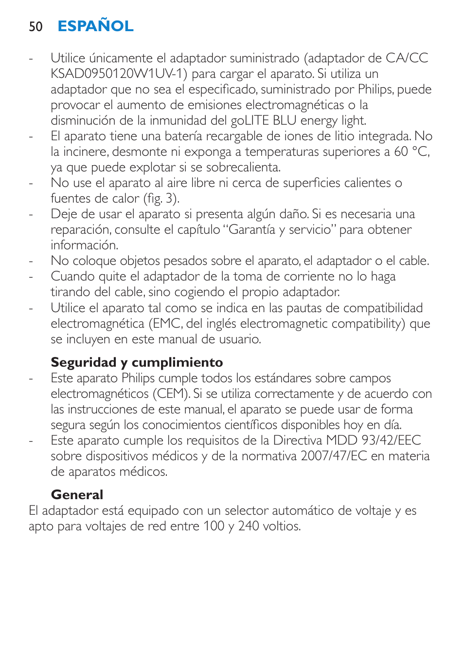 Philips goLITE BLU luz de energía User Manual | Page 50 / 136