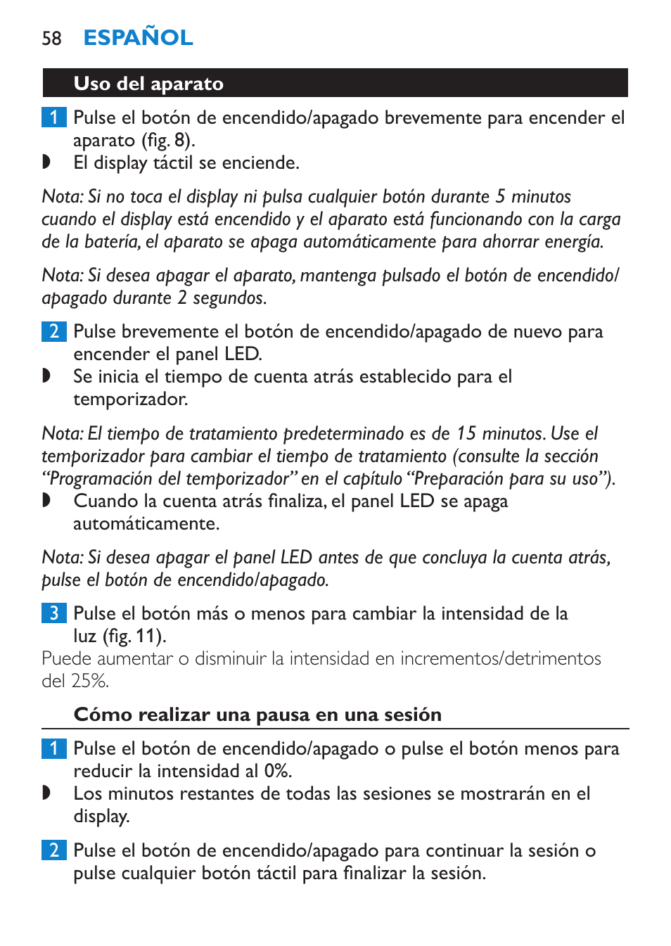 Philips goLITE BLU luz de energía User Manual | Page 58 / 136