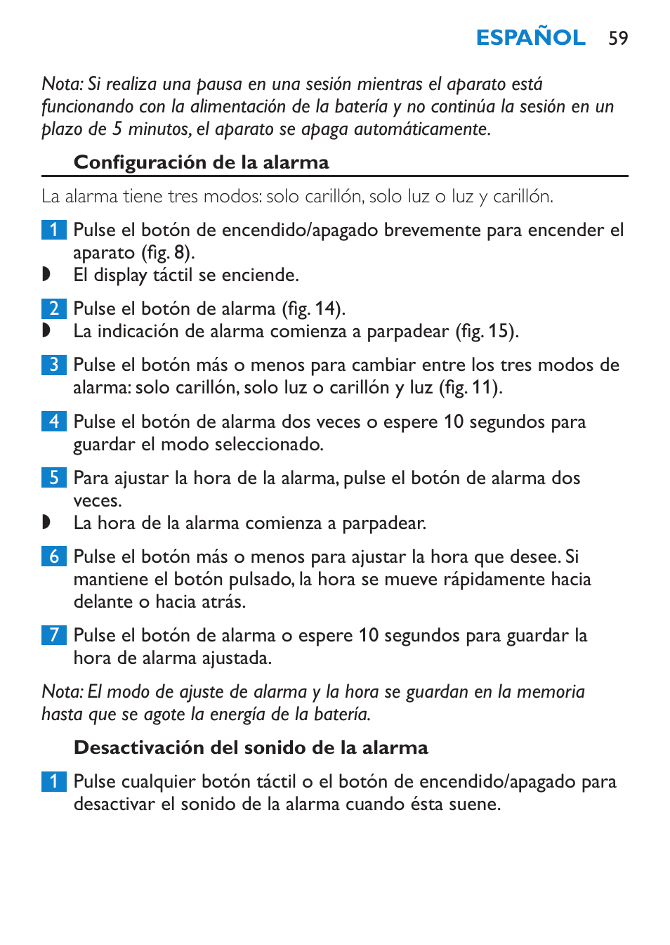 Philips goLITE BLU luz de energía User Manual | Page 59 / 136