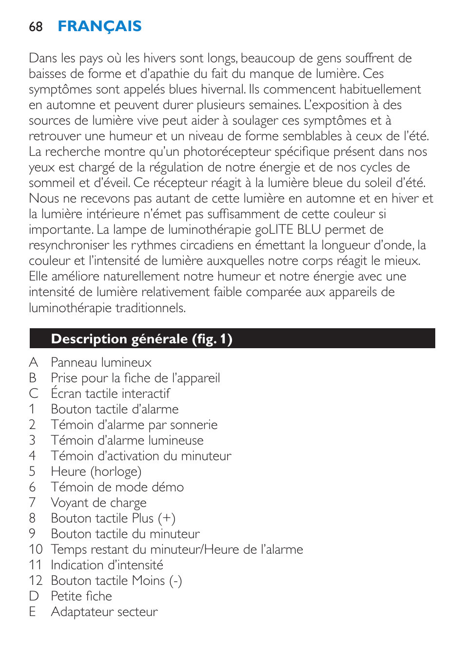 Philips goLITE BLU luz de energía User Manual | Page 68 / 136