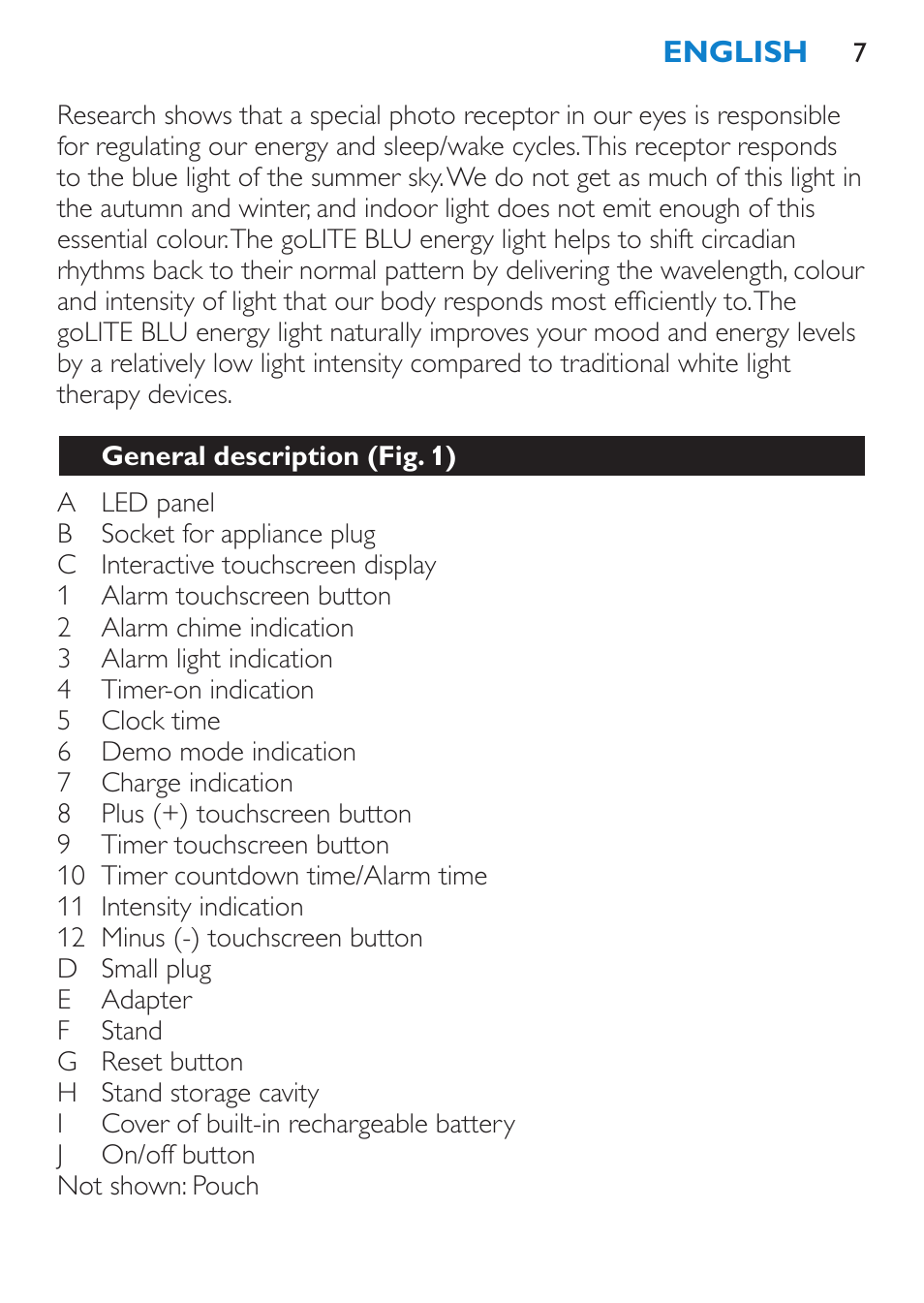 Philips goLITE BLU luz de energía User Manual | Page 7 / 136