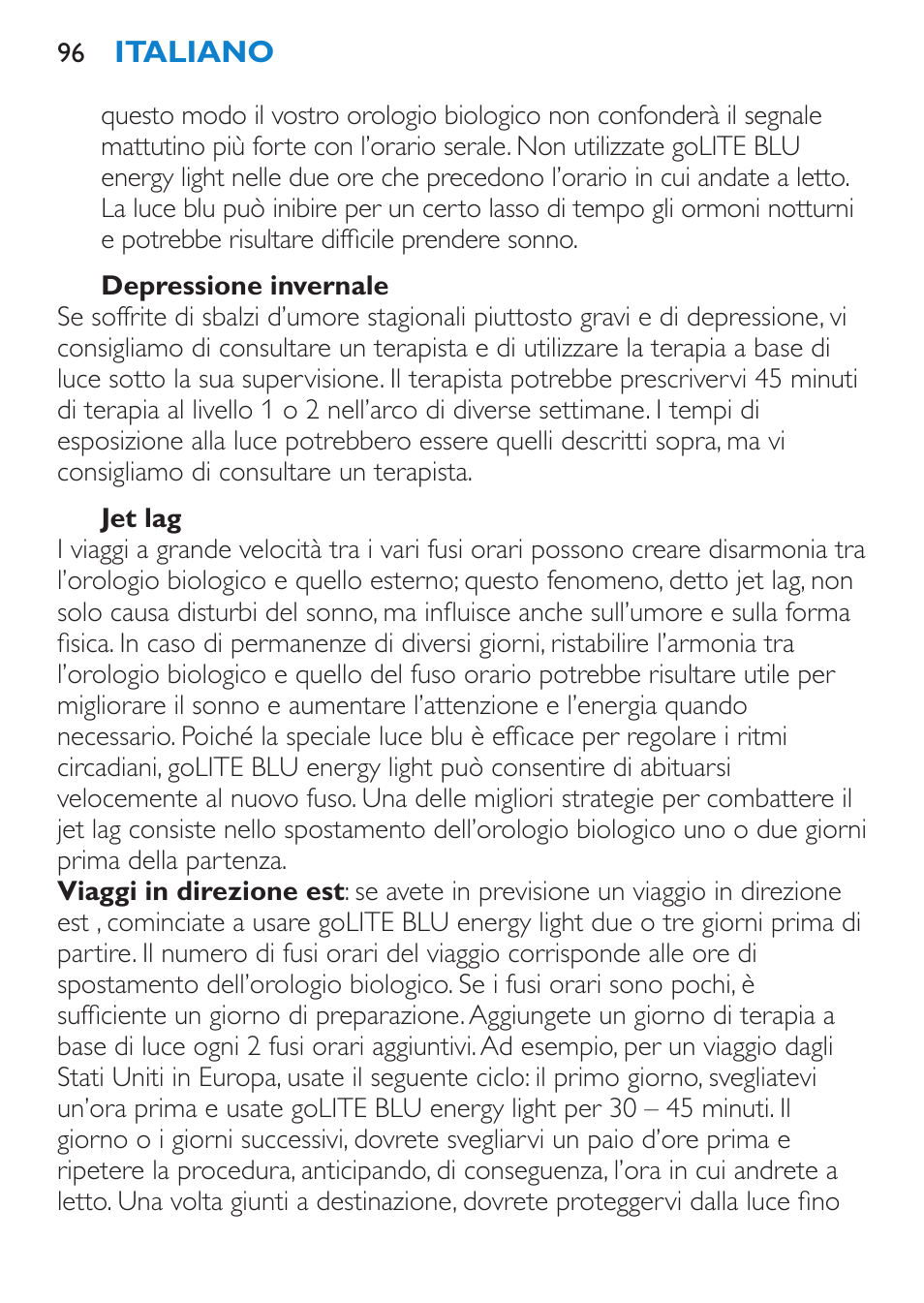 Philips goLITE BLU luz de energía User Manual | Page 96 / 136