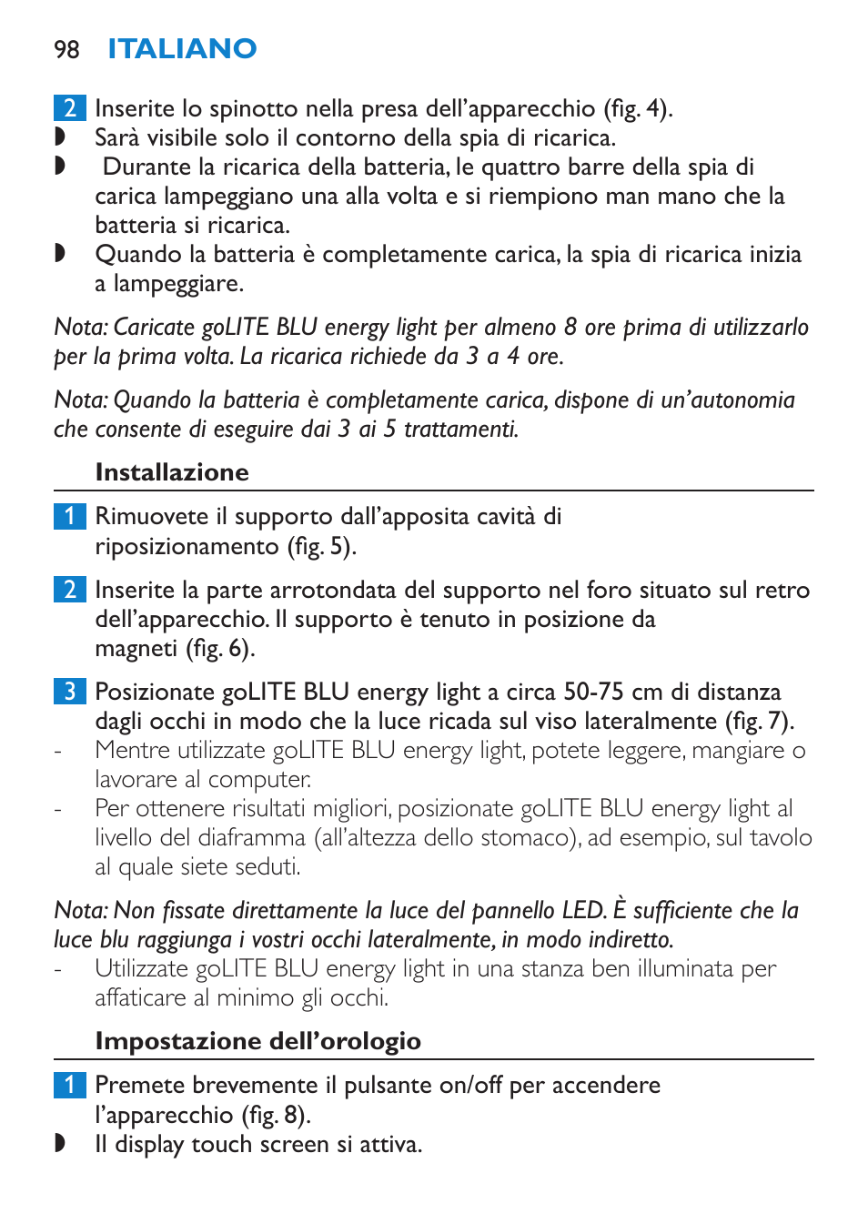 Philips goLITE BLU luz de energía User Manual | Page 98 / 136
