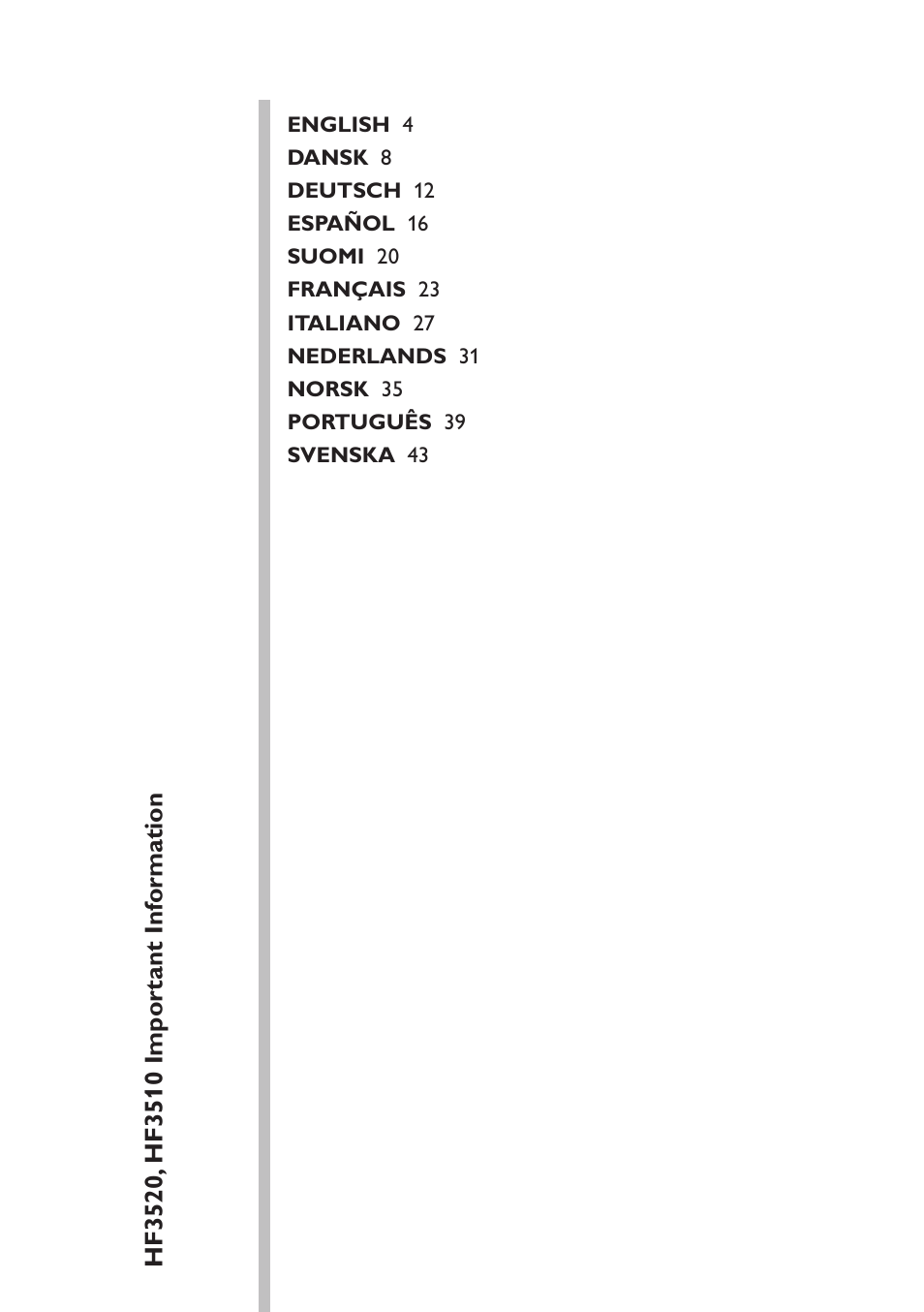 Table of content | Philips Wake-up Light User Manual | Page 3 / 48