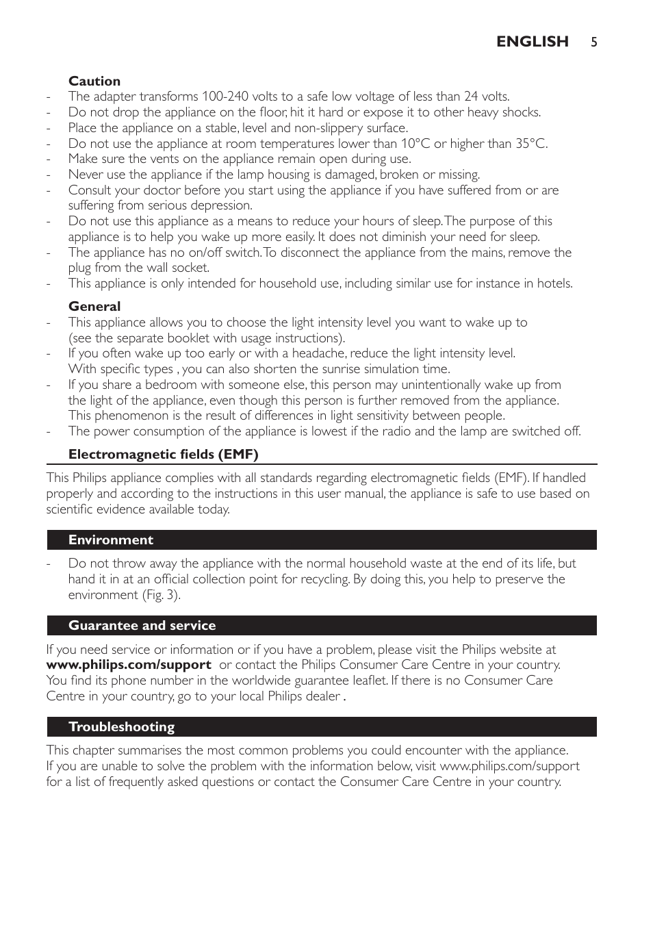 Philips Wake-up Light User Manual | Page 5 / 48