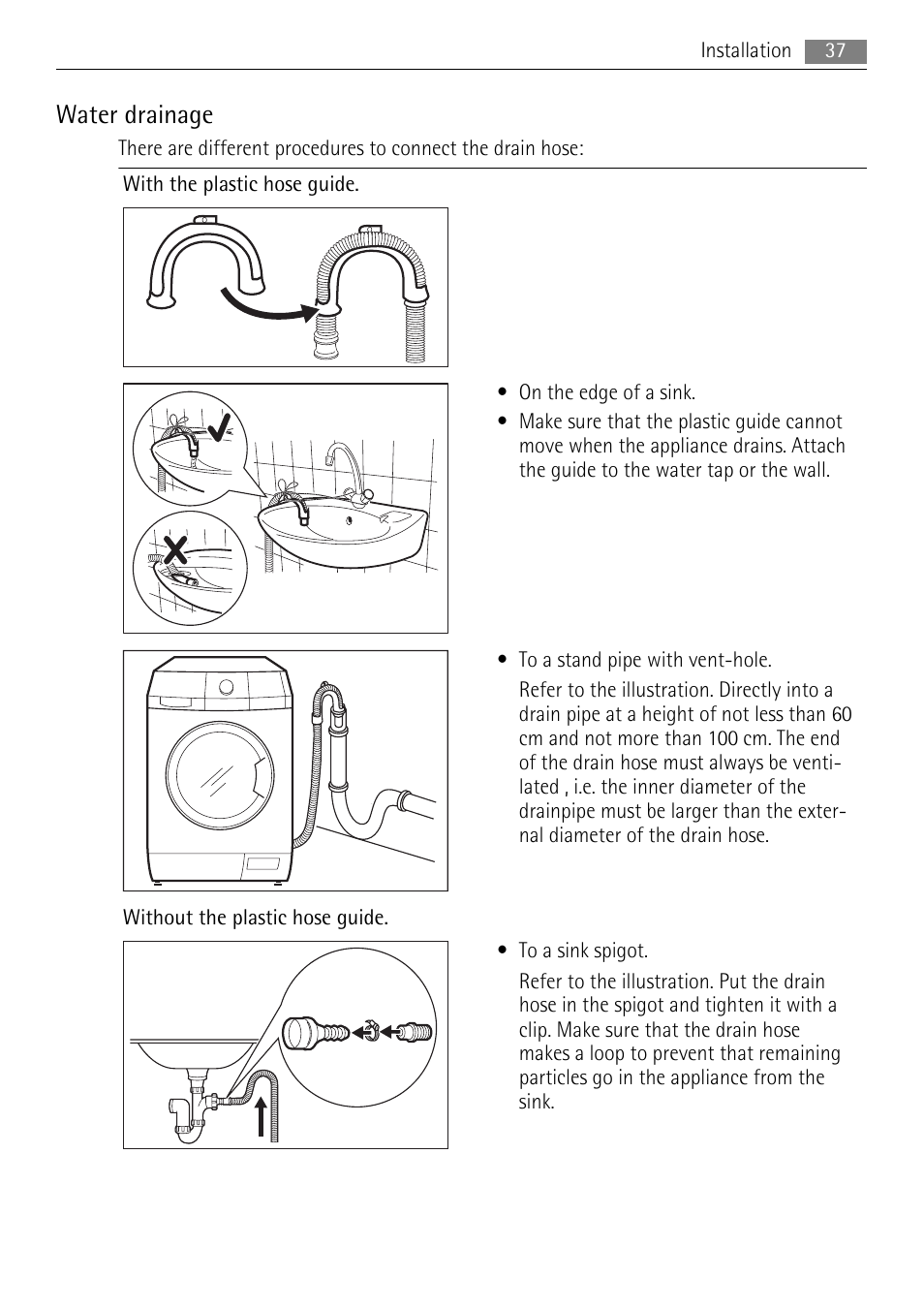 Water drainage | AEG L 96485 FL User Manual | Page 37 / 40