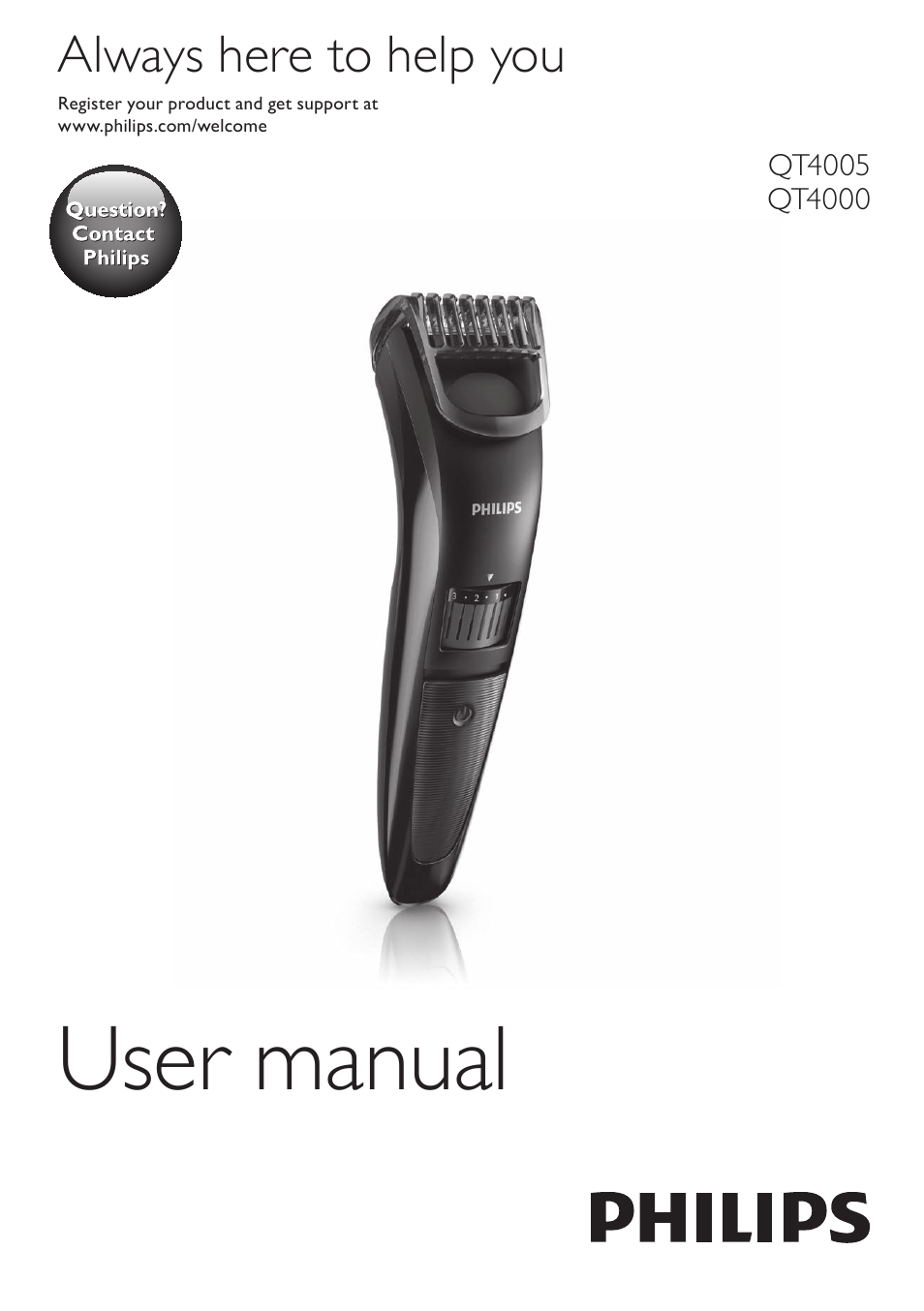 Philips BEARDTRIMMER Series 3000 barbero para barba y barba de 2 días User Manual | 88 pages