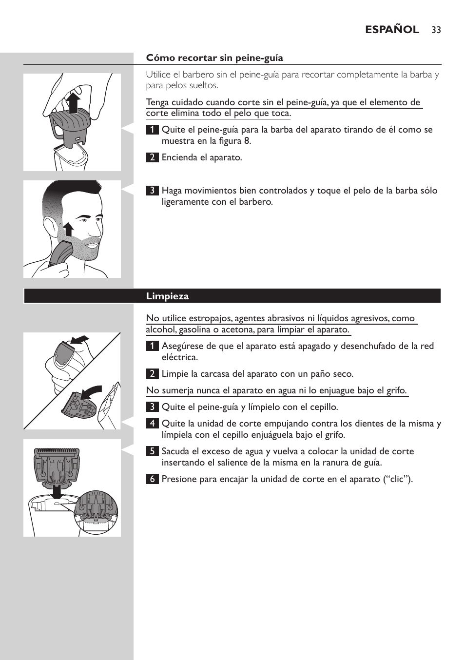 Philips BEARDTRIMMER Series 3000 barbero para barba y barba de 2 días User Manual | Page 33 / 88