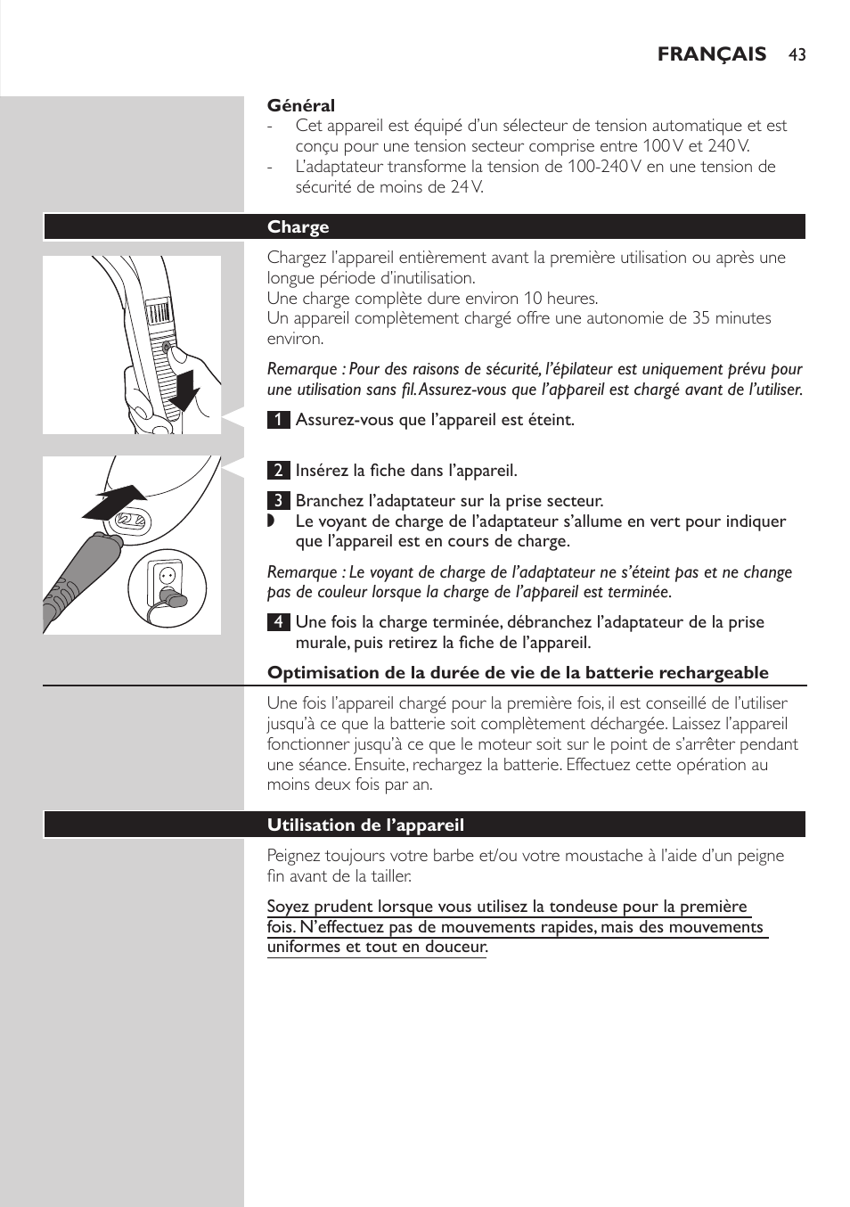 Philips BEARDTRIMMER Series 3000 barbero para barba y barba de 2 días User Manual | Page 43 / 88