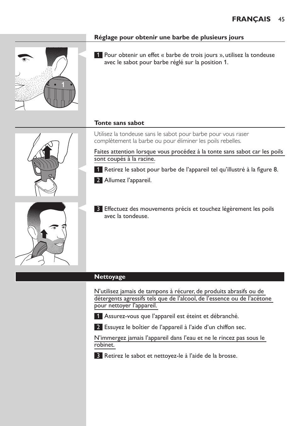 Philips BEARDTRIMMER Series 3000 barbero para barba y barba de 2 días User Manual | Page 45 / 88