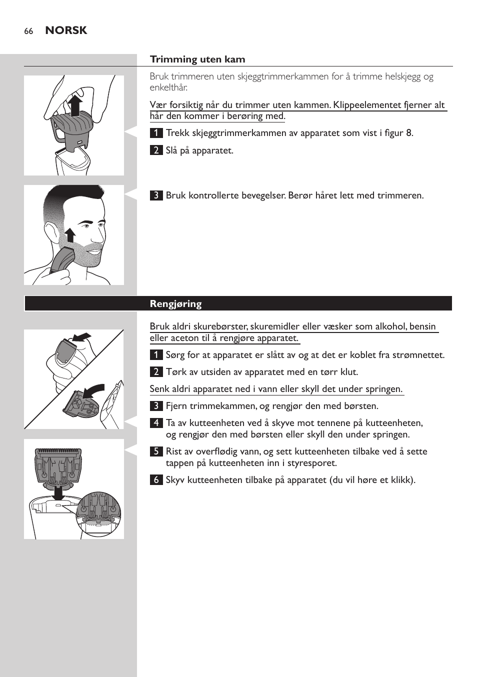 Philips BEARDTRIMMER Series 3000 barbero para barba y barba de 2 días User Manual | Page 66 / 88