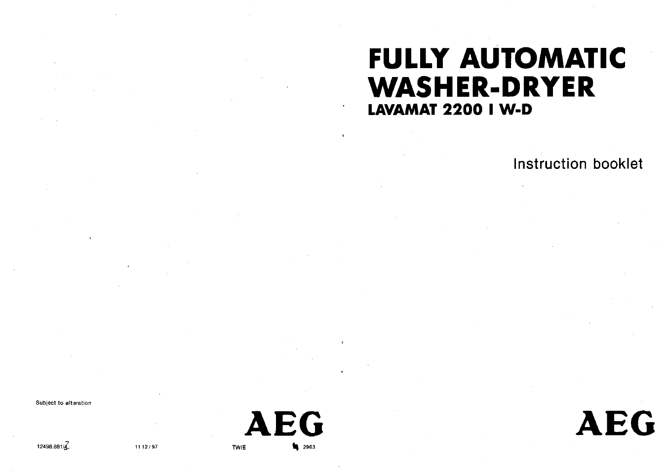 AEG 2200 I W-D User Manual | 22 pages