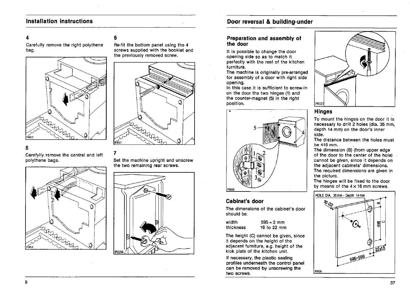 Preparation and assembiy of the door | AEG 2200 I W-D User Manual | Page 8 / 22