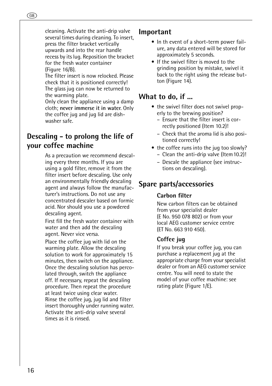 Important, What to do, if, Spare parts/accessories | AEG KAM120 User Manual | Page 10 / 13