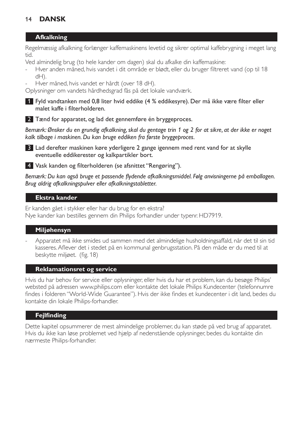 Philips Café Gourmet Cafetera User Manual | Page 14 / 64