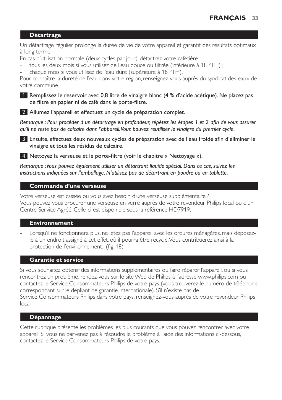 Philips Café Gourmet Cafetera User Manual | Page 33 / 64