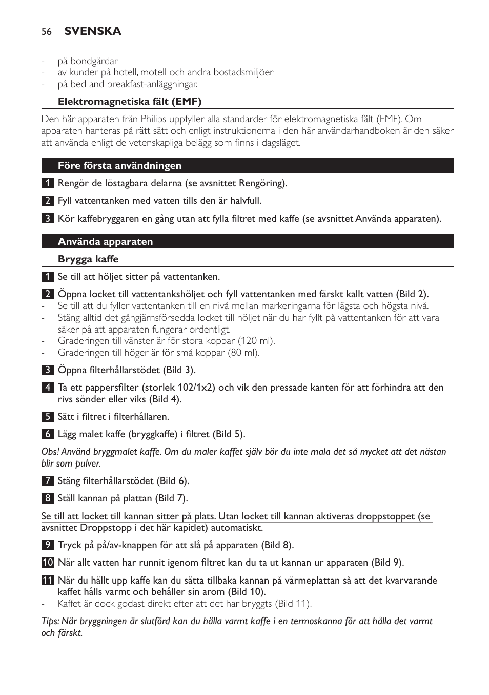 Philips Café Gourmet Cafetera User Manual | Page 56 / 64