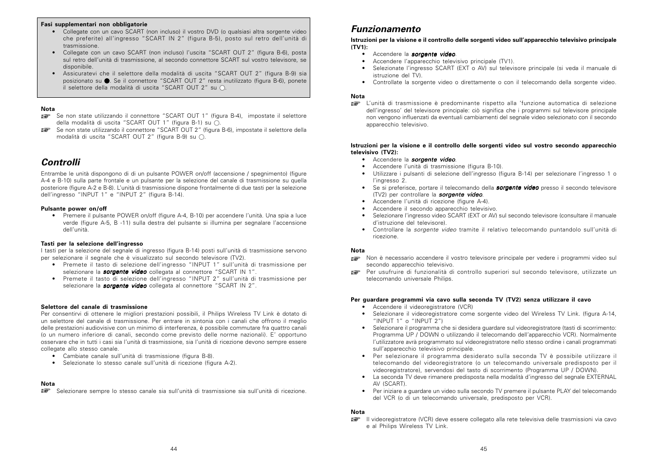 Funzionamento, Controlli | Philips TV Link inalámbrico User Manual | Page 24 / 52