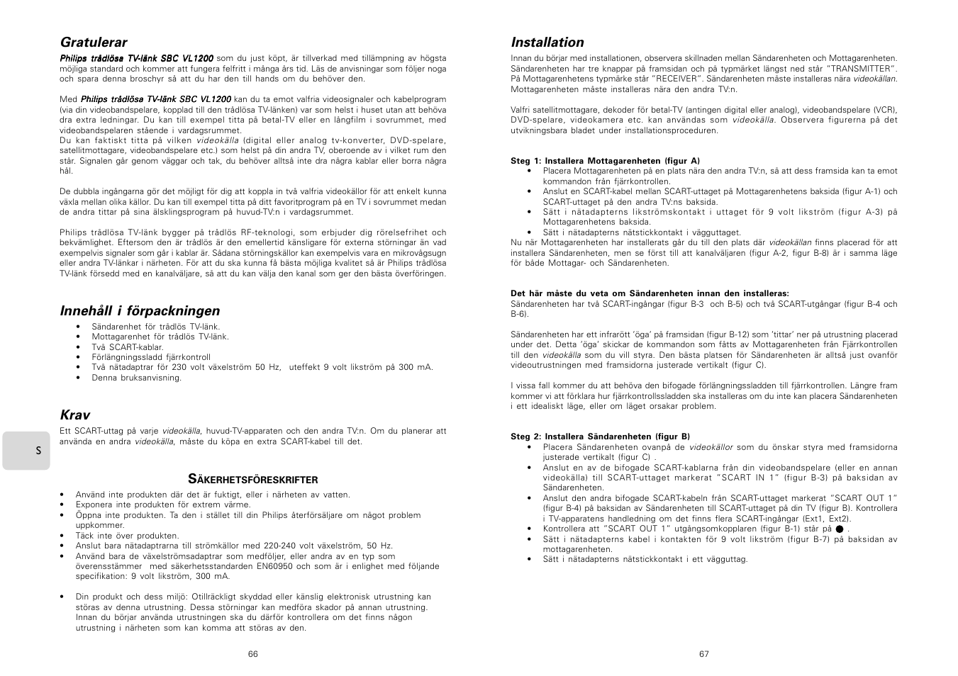 Installation, Gratulerar, Innehåll i förpackningen | Krav | Philips TV Link inalámbrico User Manual | Page 35 / 52