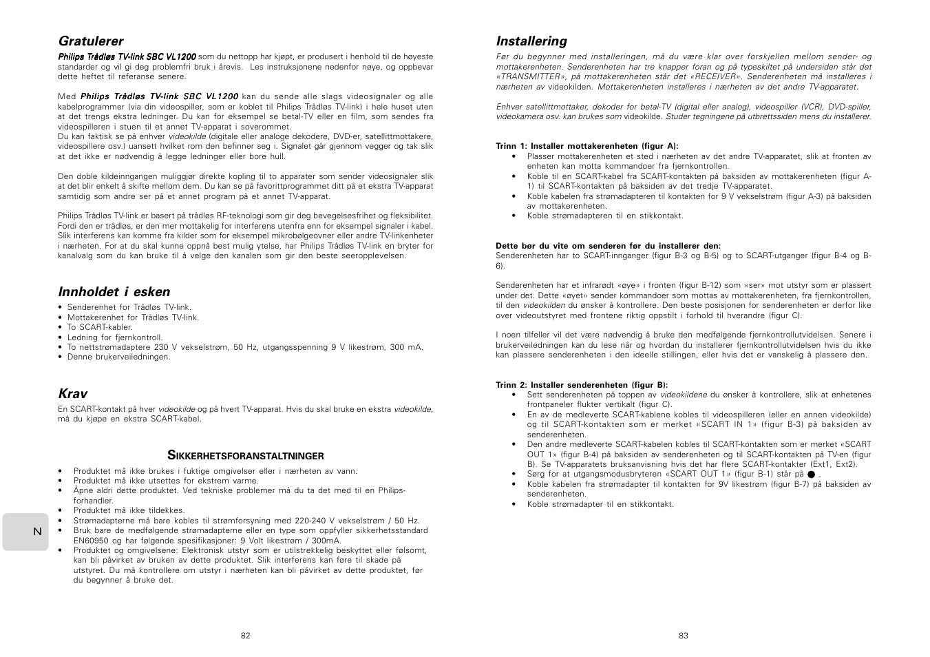 Gratulerer, Innholdet i esken, Krav | Installering | Philips TV Link inalámbrico User Manual | Page 43 / 52