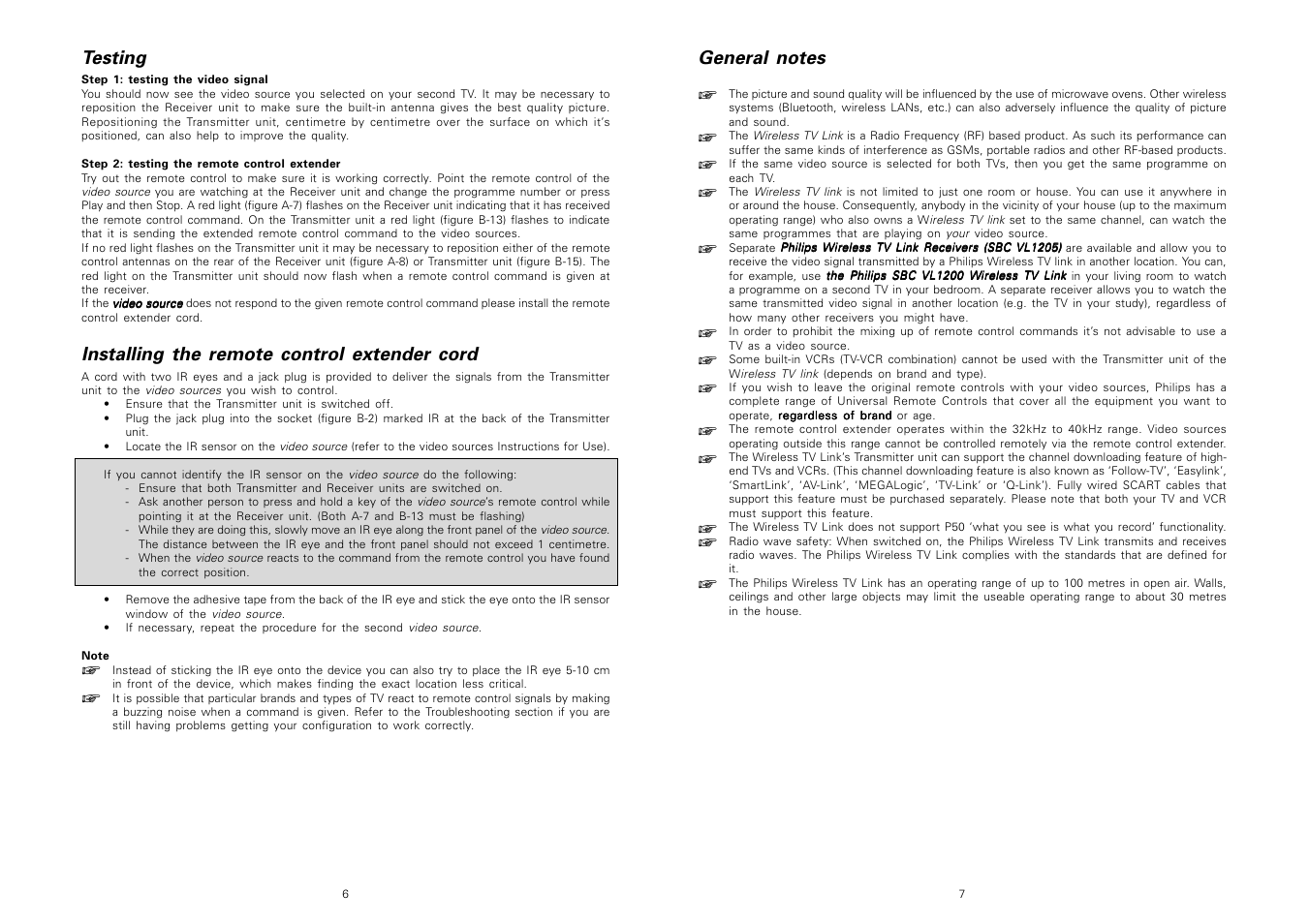 Testing, Installing the remote control extender cord | Philips TV Link inalámbrico User Manual | Page 5 / 52