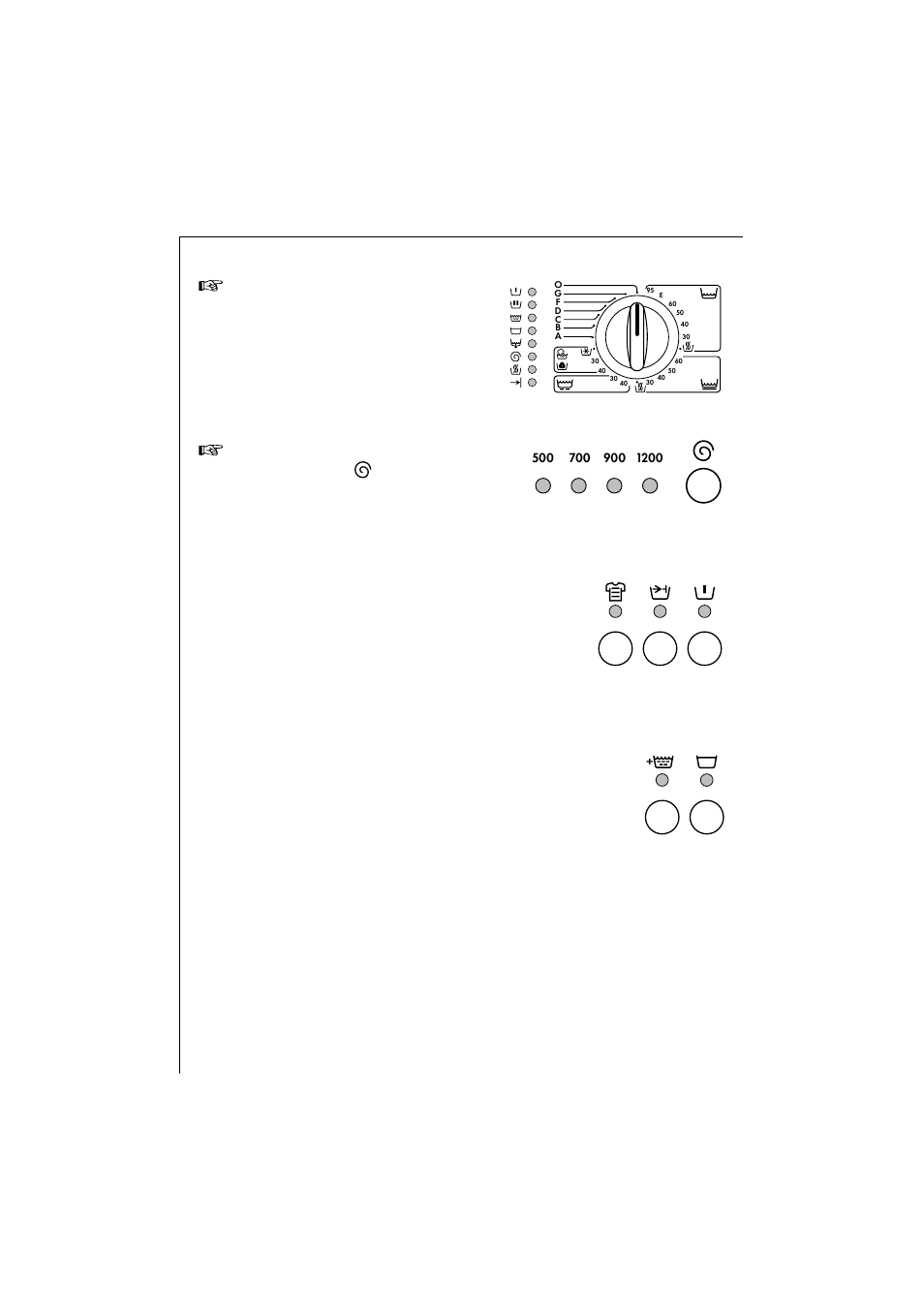 Selection of the desired wash programme, Selection of the spin speed, The corresponding light(s) come on | AEG KO-LAVAMAT 1271 User Manual | Page 26 / 49
