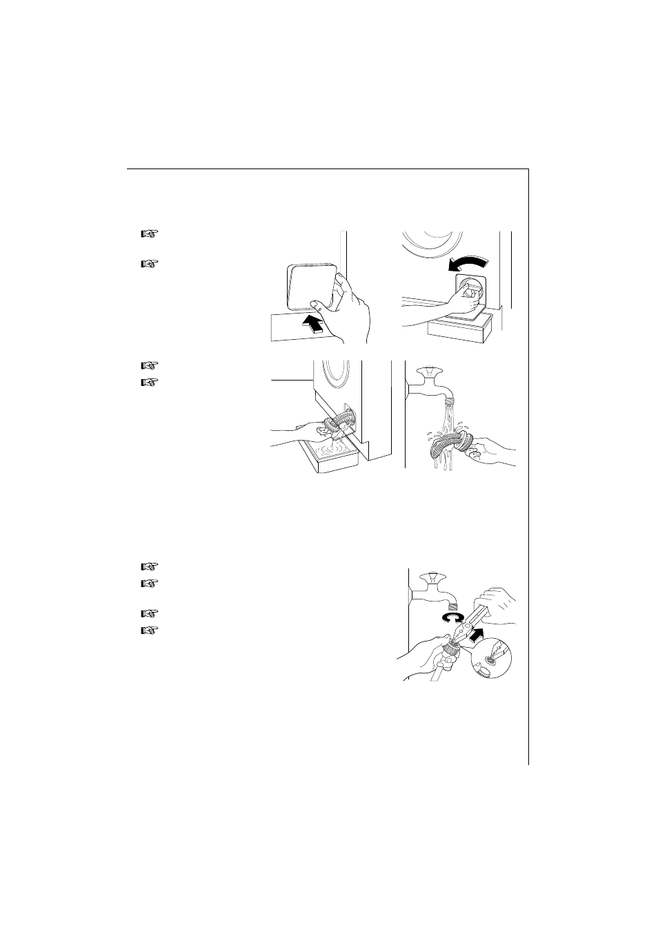 Drain filter, Water inlet filter | AEG KO-LAVAMAT 1271 User Manual | Page 35 / 49