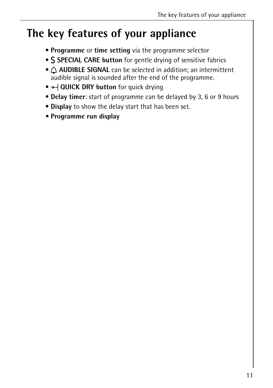 The key features of your appliance | AEG LAVATHERM 57520 User Manual | Page 11 / 36