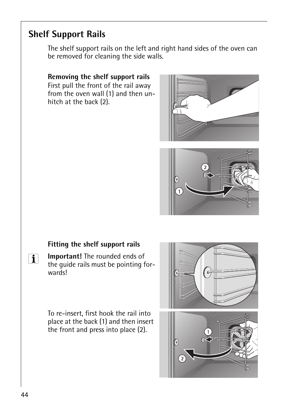 Shelf support rails | AEG COMPETENCE B4130-1 User Manual | Page 44 / 56