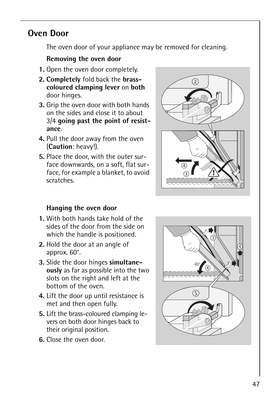 Oven door | AEG COMPETENCE B4130-1 User Manual | Page 47 / 56