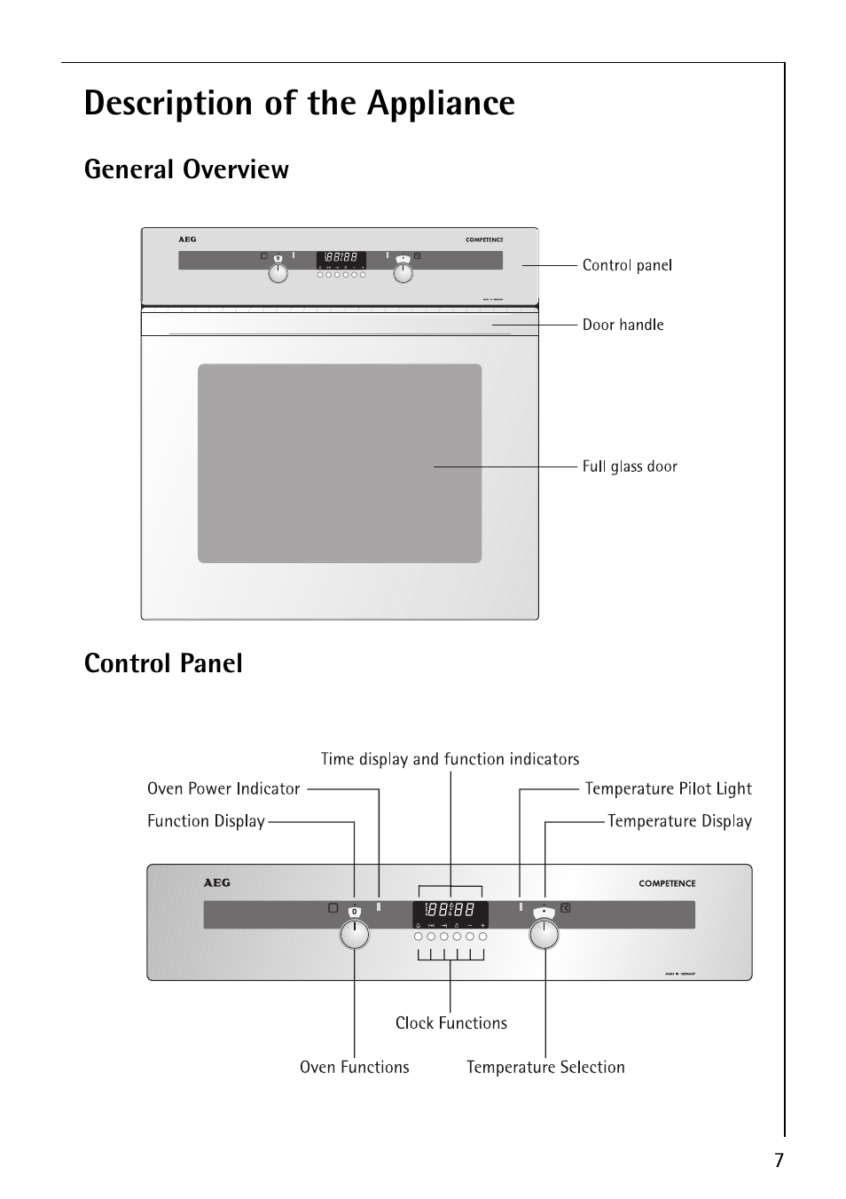 Description of the appliance | AEG COMPETENCE B4130-1 User Manual | Page 7 / 56