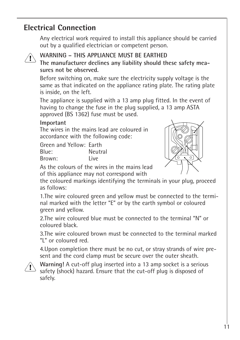 Electrical connection | AEG Santo 1450-7 TK User Manual | Page 11 / 28