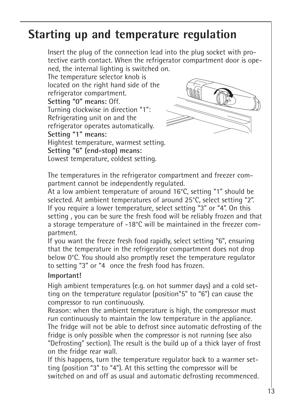 Starting up and temperature regulation | AEG Santo 1450-7 TK User Manual | Page 13 / 28