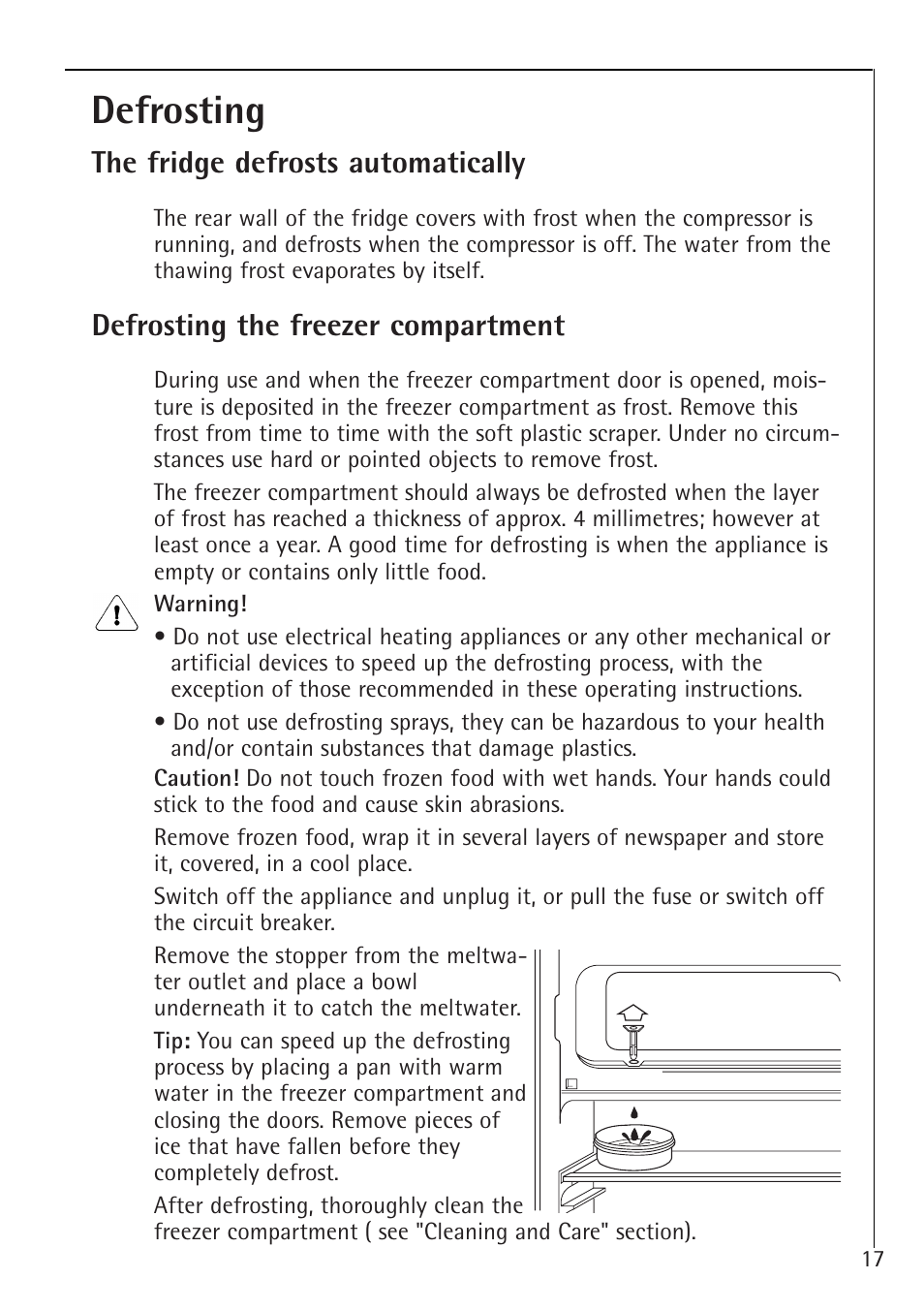 Defrosting | AEG Santo 1450-7 TK User Manual | Page 17 / 28