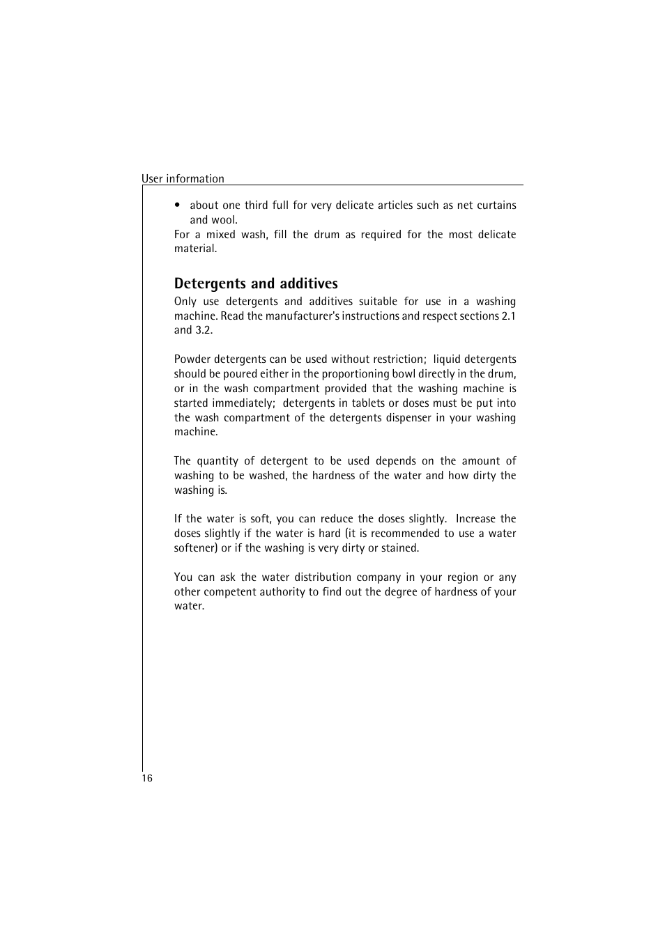 Detergents and additives | AEG LAVAMAT 4520 User Manual | Page 16 / 36