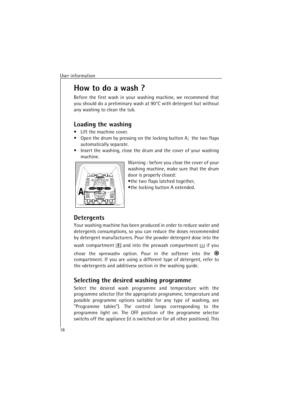 How to do a wash | AEG LAVAMAT 4520 User Manual | Page 18 / 36