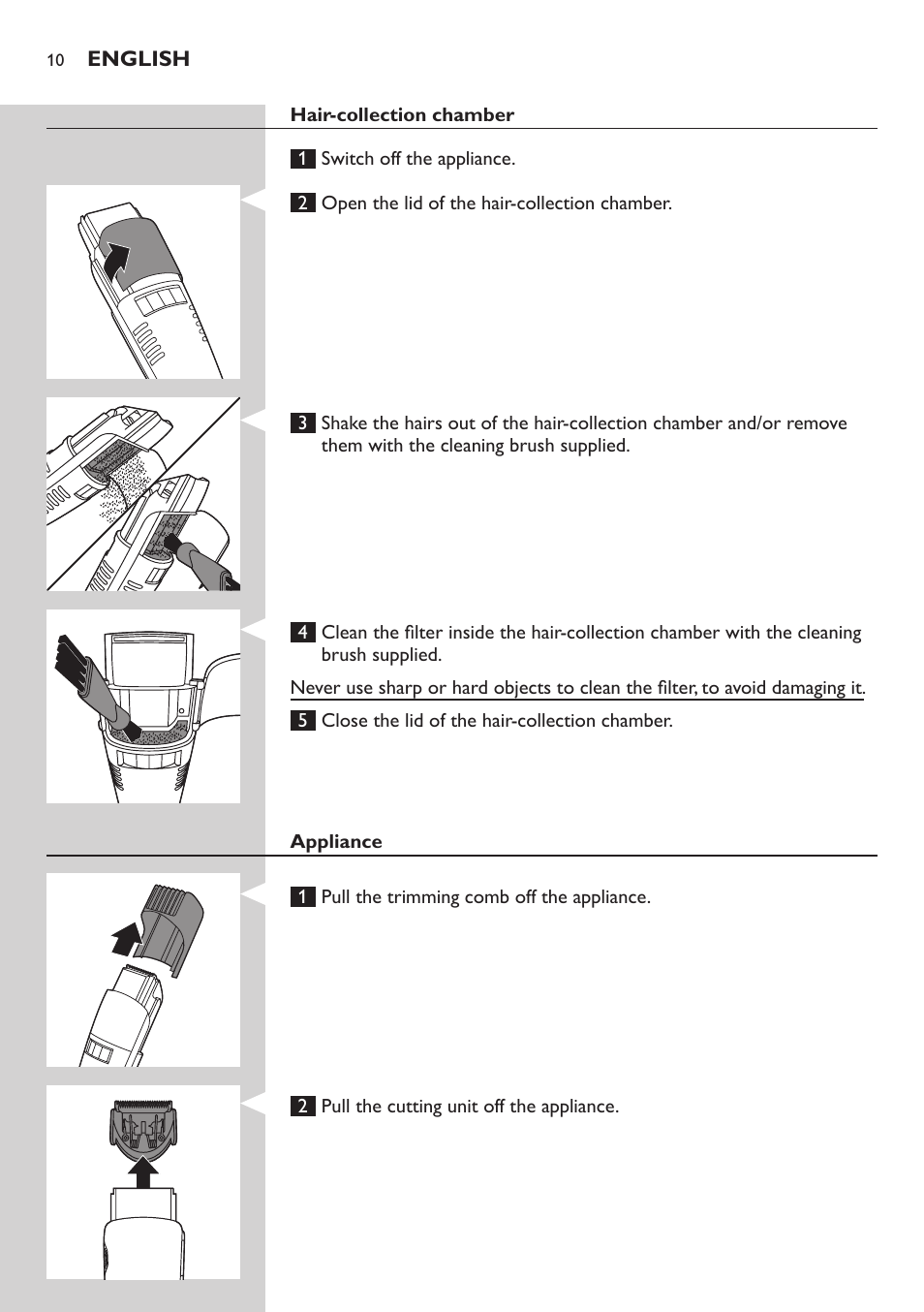 Philips BEARDTRIMMER Series 7000 barbero con sistema de aspiración User Manual | Page 10 / 140