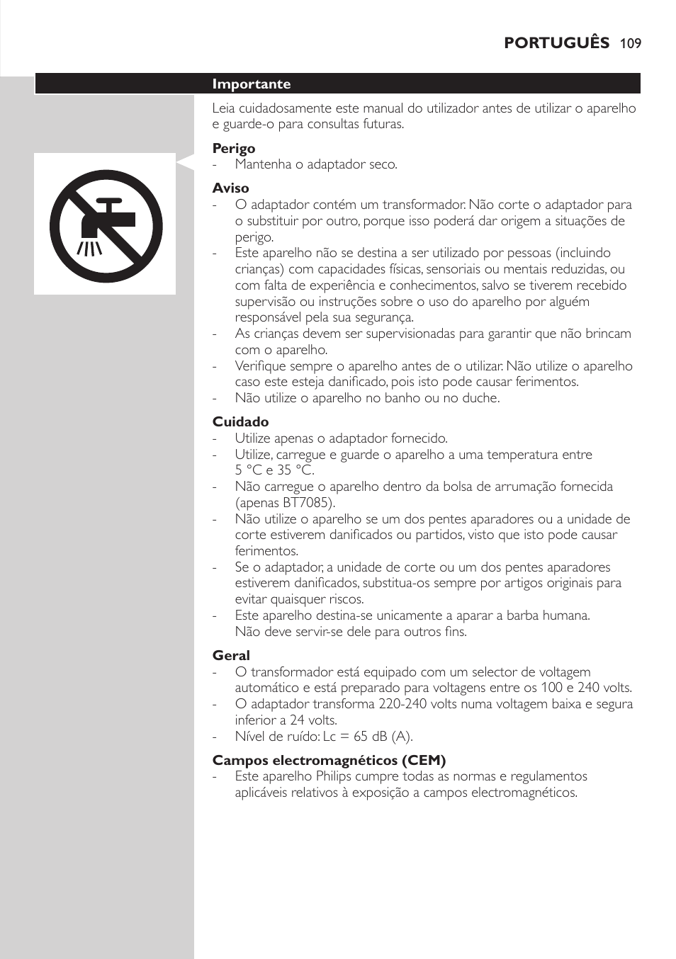 Philips BEARDTRIMMER Series 7000 barbero con sistema de aspiración User Manual | Page 109 / 140