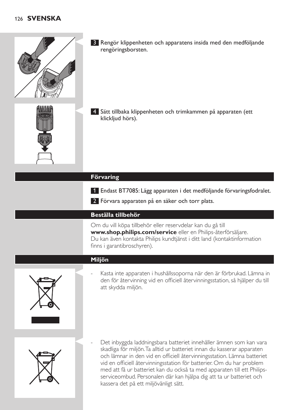 Philips BEARDTRIMMER Series 7000 barbero con sistema de aspiración User Manual | Page 126 / 140