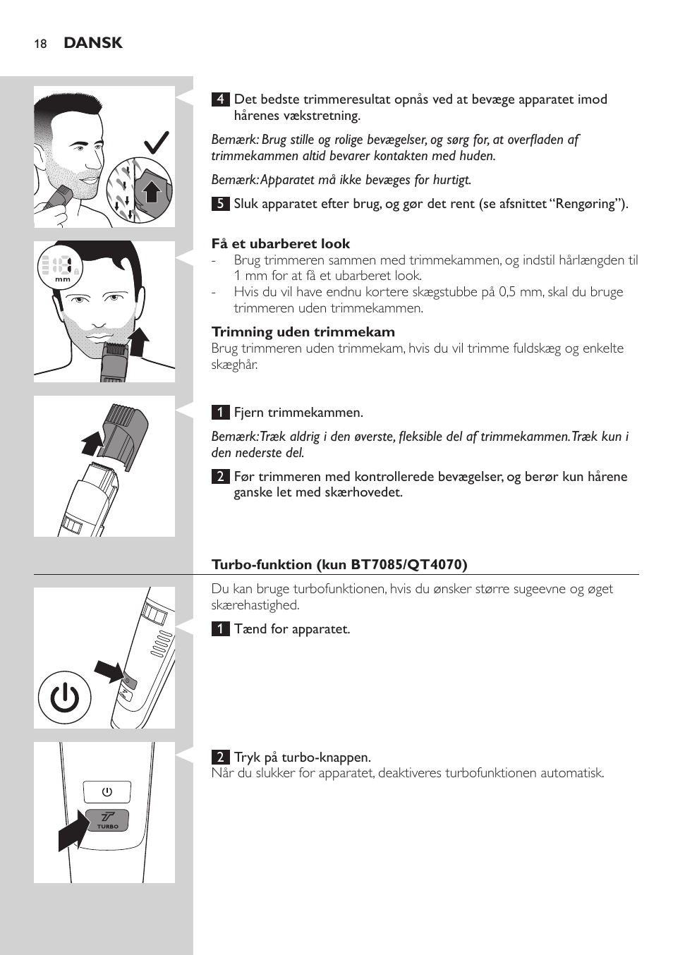 Philips BEARDTRIMMER Series 7000 barbero con sistema de aspiración User Manual | Page 18 / 140
