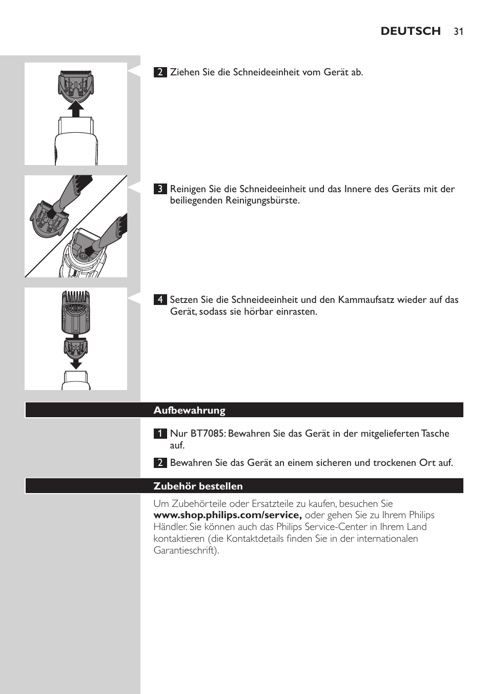 Philips BEARDTRIMMER Series 7000 barbero con sistema de aspiración User Manual | Page 31 / 140