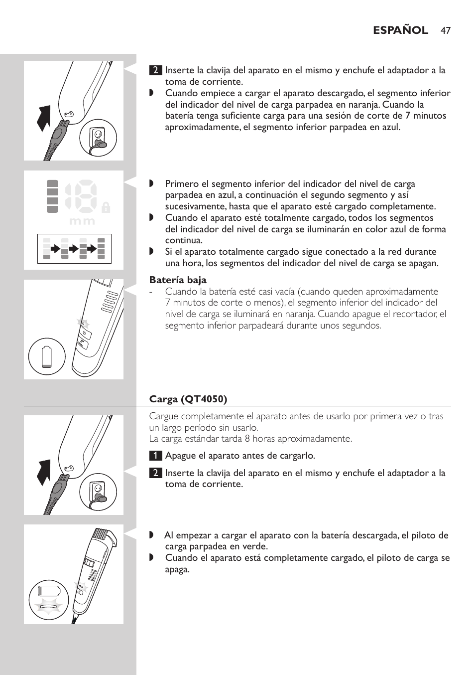 Philips BEARDTRIMMER Series 7000 barbero con sistema de aspiración User Manual | Page 47 / 140