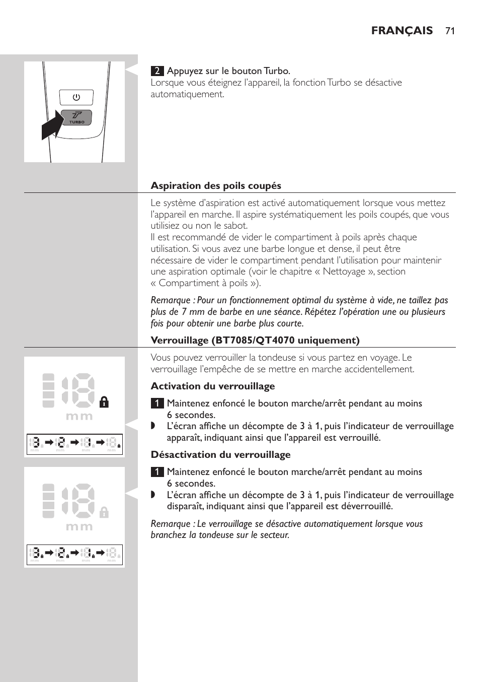 Philips BEARDTRIMMER Series 7000 barbero con sistema de aspiración User Manual | Page 71 / 140