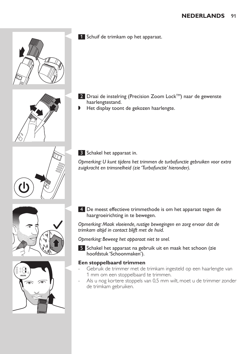 Philips BEARDTRIMMER Series 7000 barbero con sistema de aspiración User Manual | Page 91 / 140