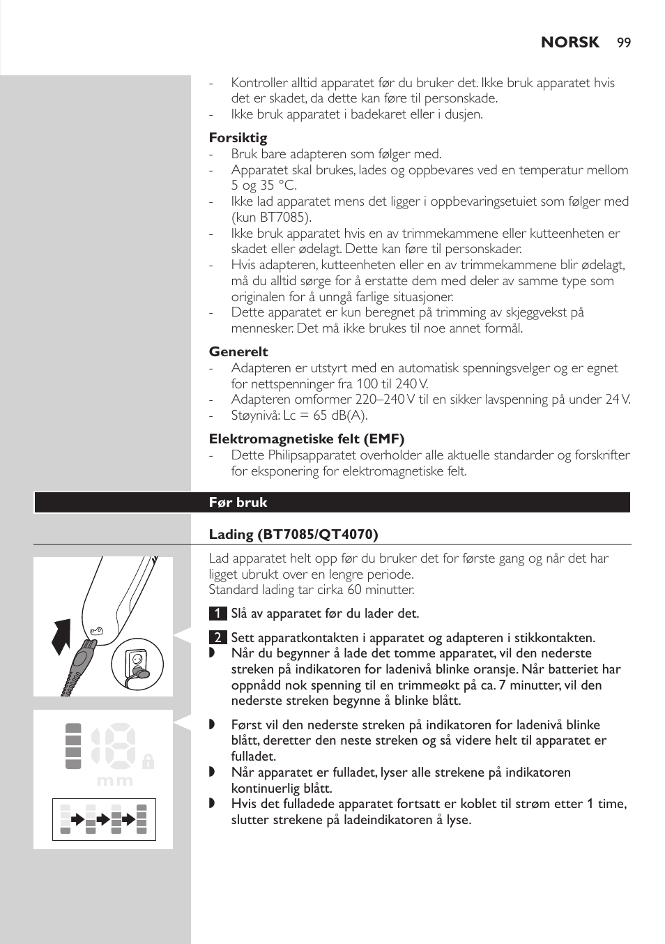 Philips BEARDTRIMMER Series 7000 barbero con sistema de aspiración User Manual | Page 99 / 140