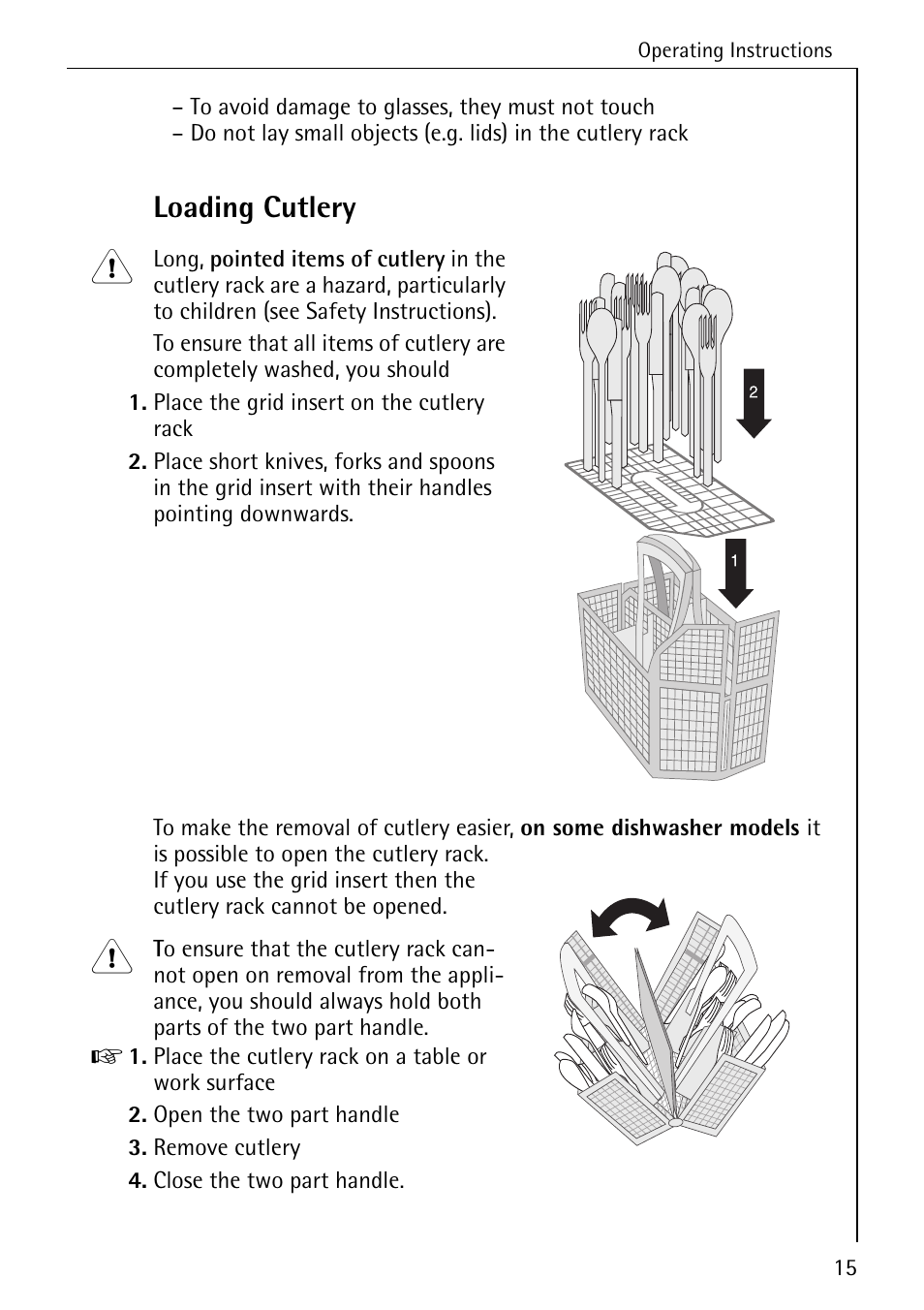 Loading cutlery | AEG 50800 User Manual | Page 15 / 44